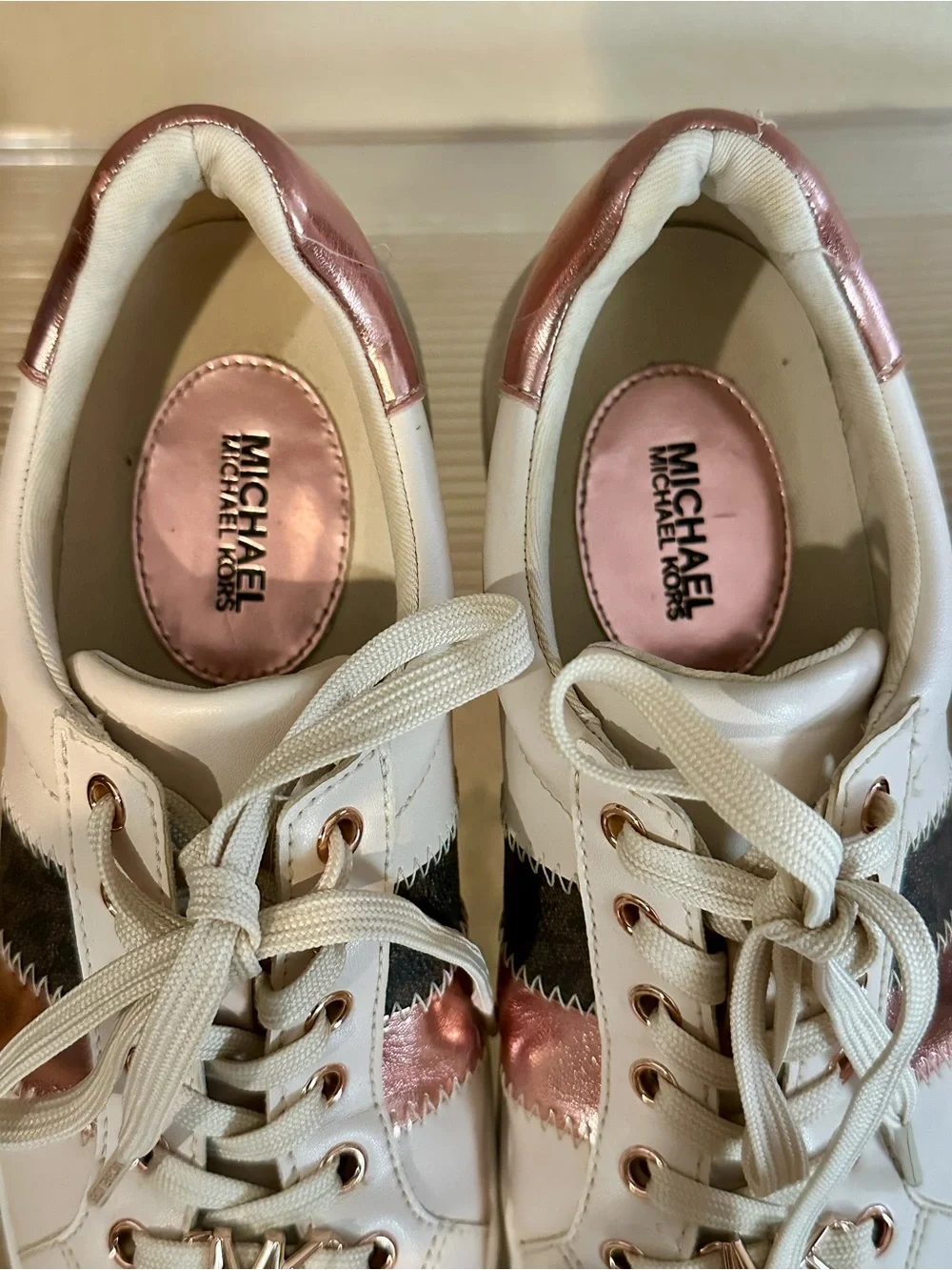 Michael Kors cream leather sneakers